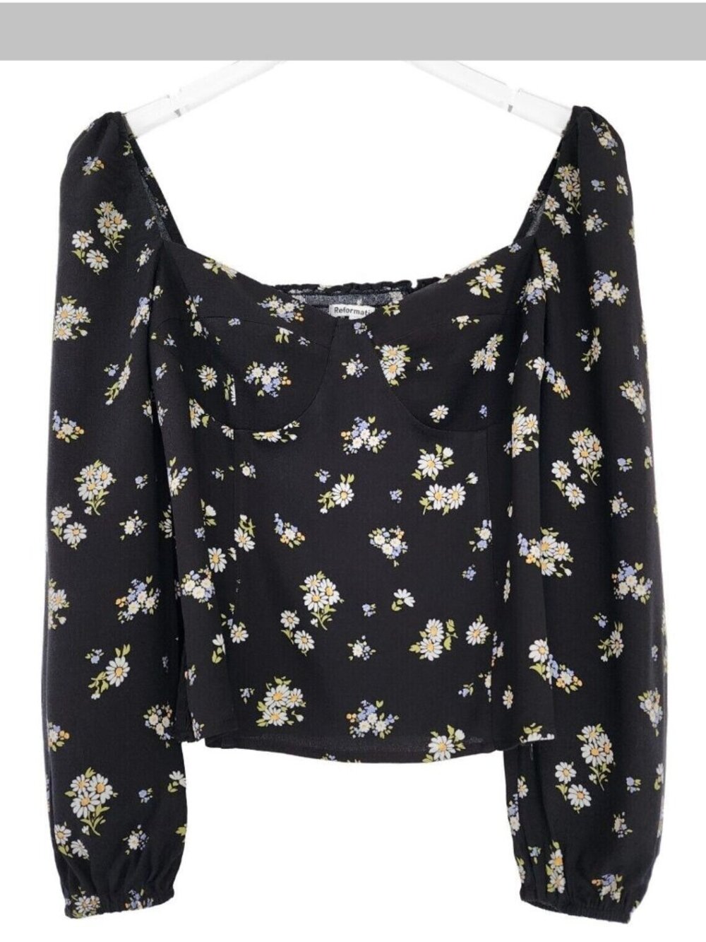 Reformation Reign Women's Floral Print Long Sleeve Top Blouse Daisy Size 2